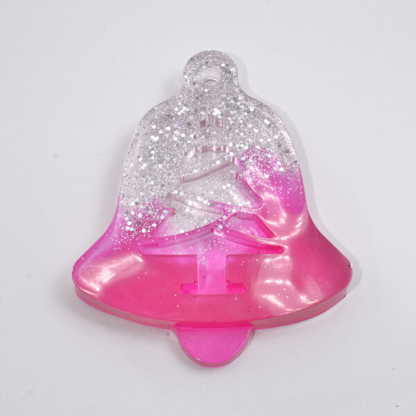 Set Addobbi per Albero di Natale, addobbi in resina personalizzata, addobbo regalo in resina fucsia / trasparente, addobbo personalizzato - immagine 3