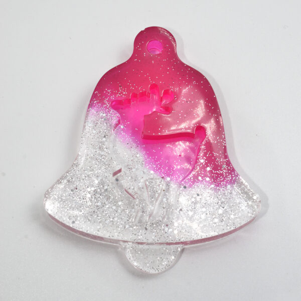 Set Addobbi per Albero di Natale, addobbi in resina personalizzata, addobbo regalo in resina fucsia / trasparente, addobbo personalizzato - immagine 5
