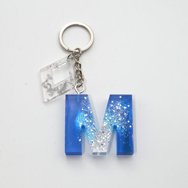Portachiavi Lettera Blu/glitter argento