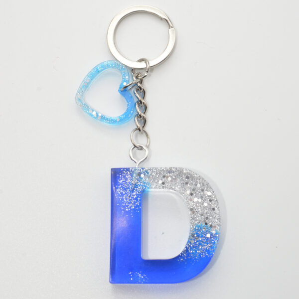 Portachiavi Lettera Blu/glitter argento - immagine 3