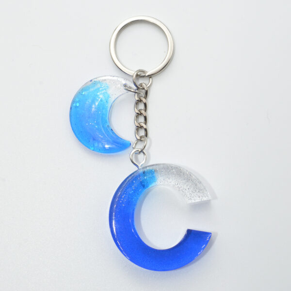 Portachiavi Lettera Blu/glitter argento - immagine 2