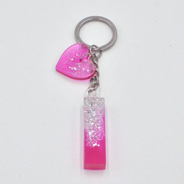 Portachiavi Lettera Fuxia/glitter argento - immagine 5
