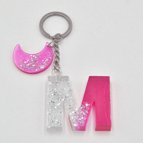Portachiavi Lettera Fuxia/glitter argento - immagine 7