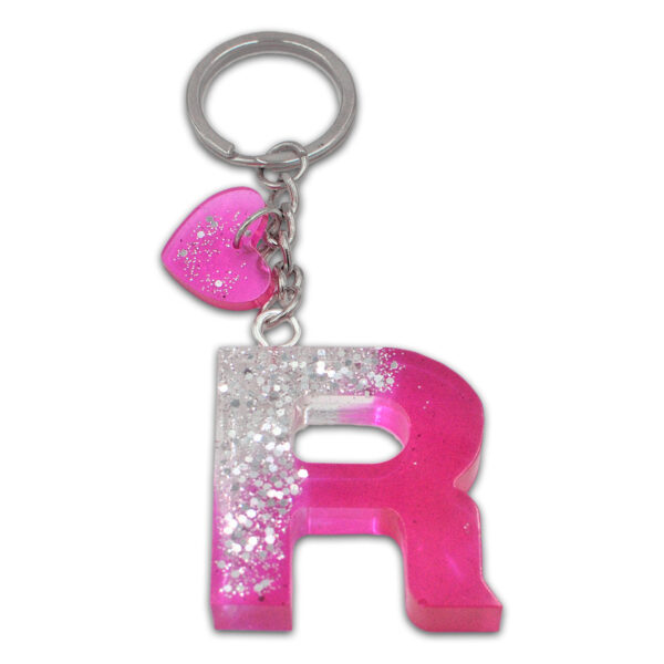 Portachiavi Lettera Fuxia/glitter argento - immagine 6